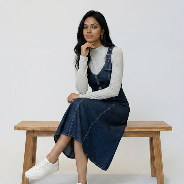 Navy Denim Jumper Dress