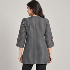 Women Black Striped Cotton Shirt