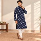 Navy Blue Cotton Kurta