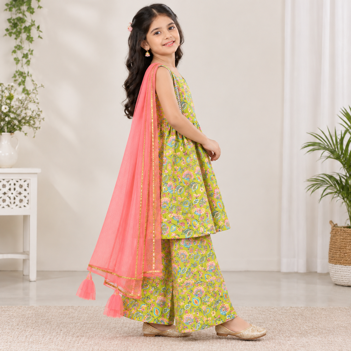 GIrls Printed Sharara and Dupatta Set