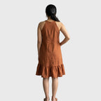 Halter Neck Ruffle Hem Dress