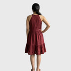 Maroon Sleeveless Tiered Dress