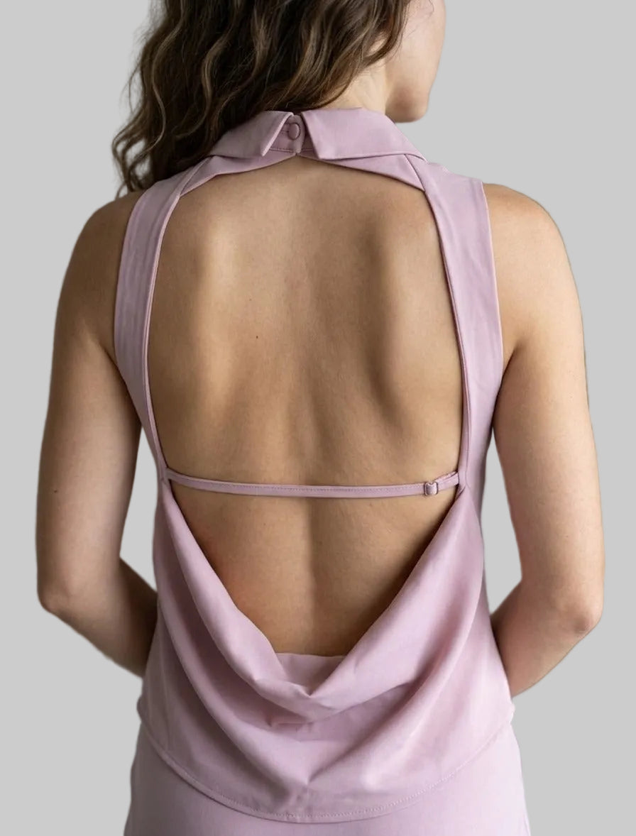 Pink Cowl Neck Halter Top