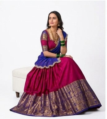 Blue Narayan Pattu Half Saree
