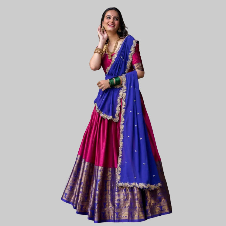 Blue Narayan Pattu Half Saree