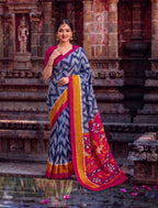 Ikat Pattern Traditional Saree