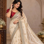 Pearl Ivory Tissue Saree