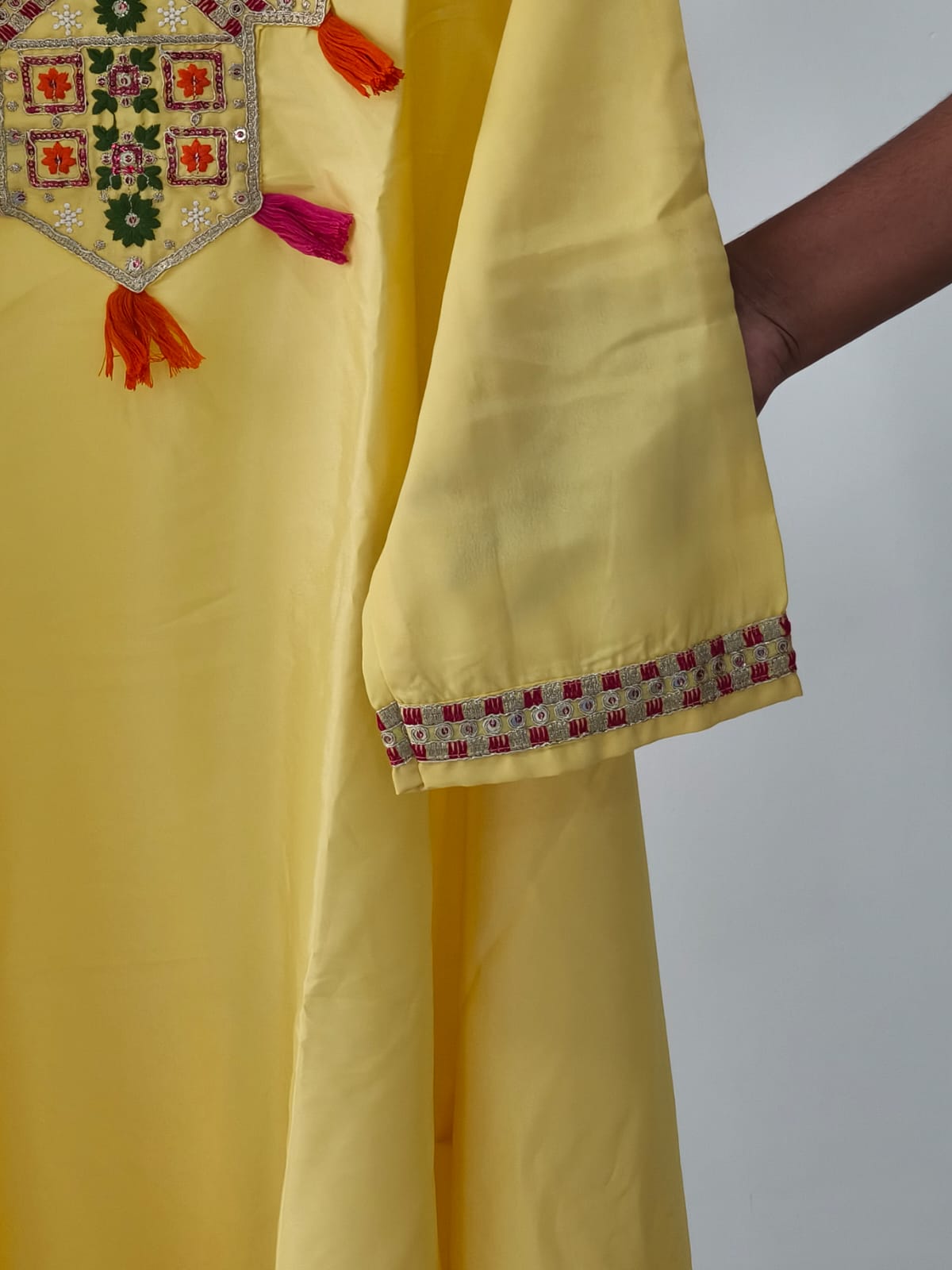Women's Embroidered Yellow Asymmetrical Co-ord set