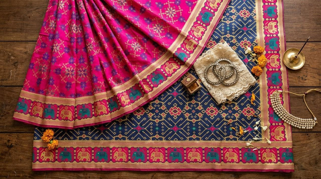Navy Patola Silk Meena And Zari Woven Saree