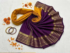 Gold Solid Crepe Saree