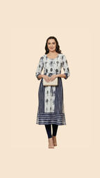 Black & White Printed  Kurta