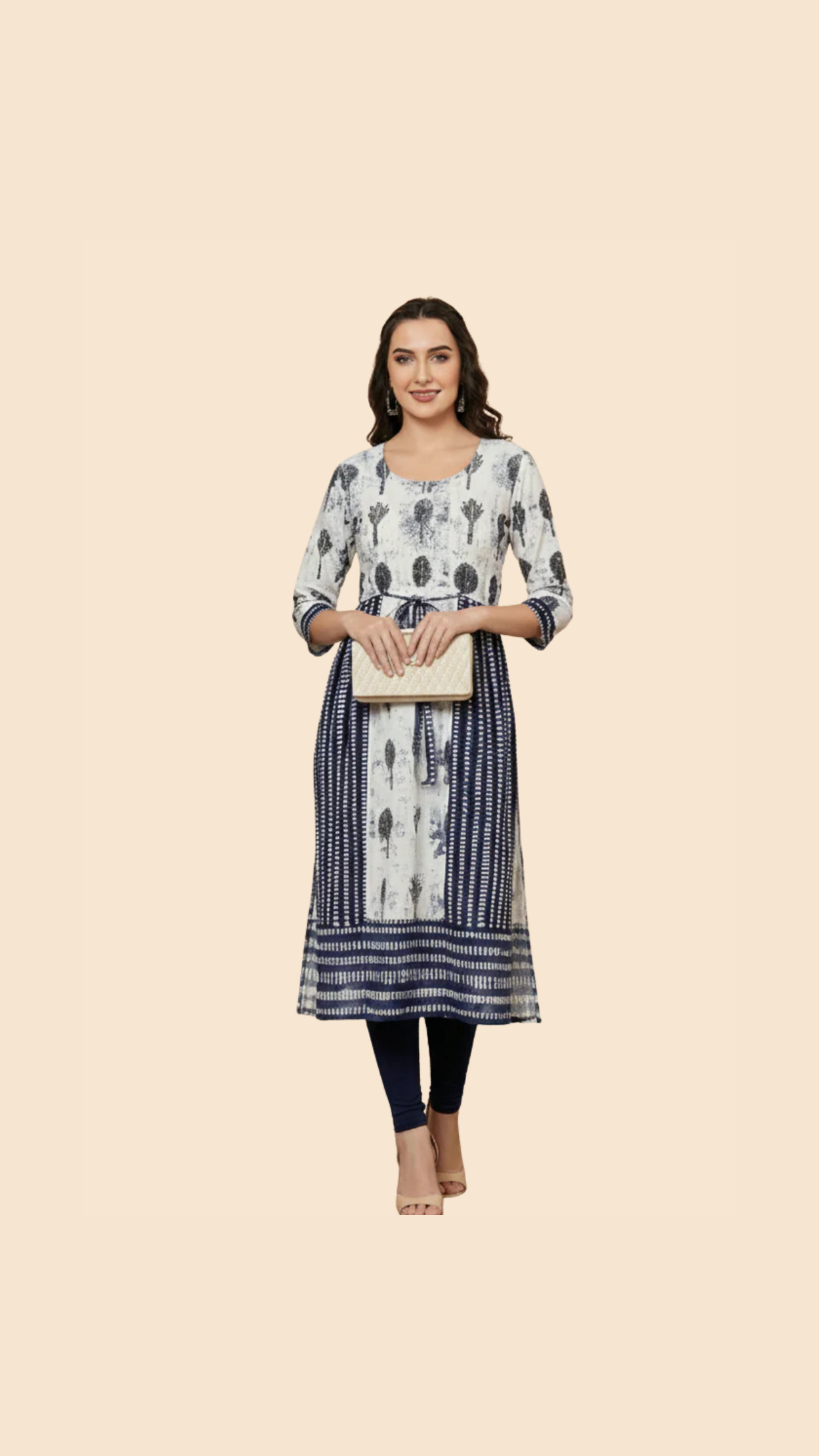 Black & White Printed  Kurta