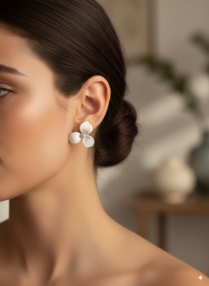 White Flower Earrings