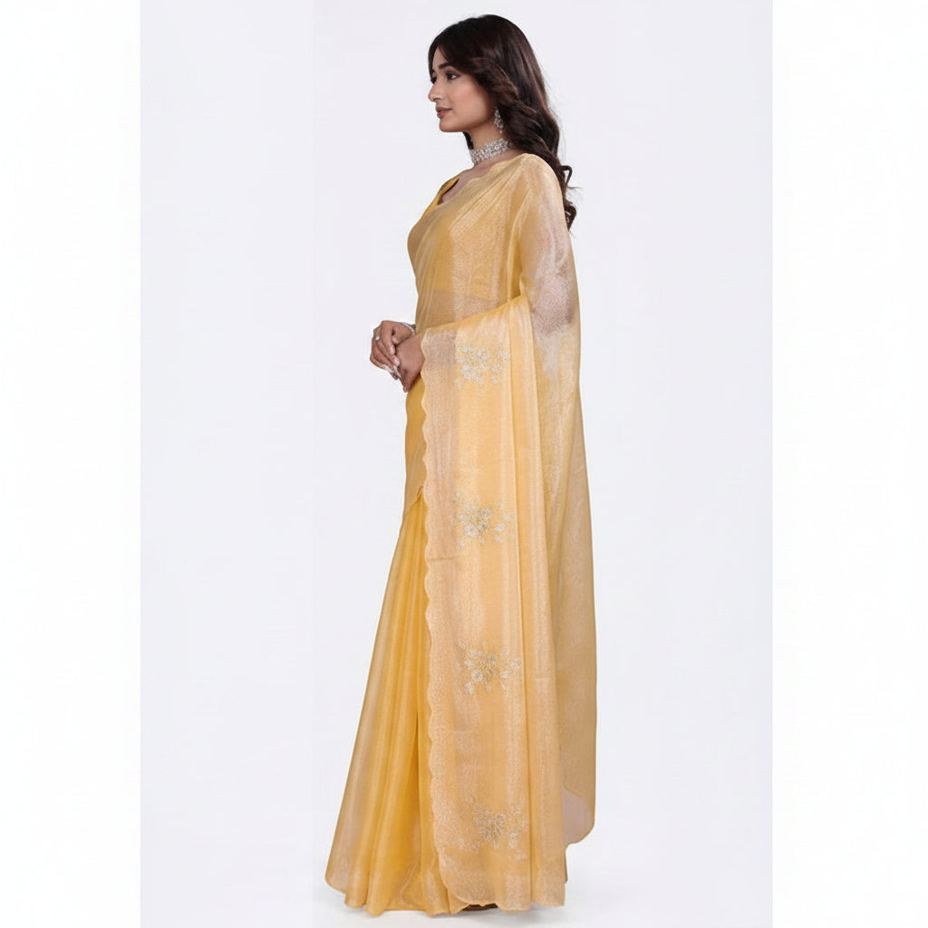 Yellow Embellished Saree