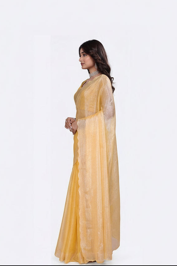 Yellow Embellished Saree
