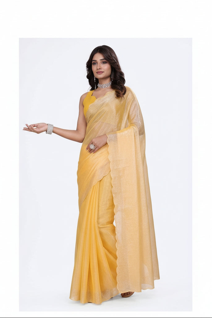 Yellow Embellished Saree