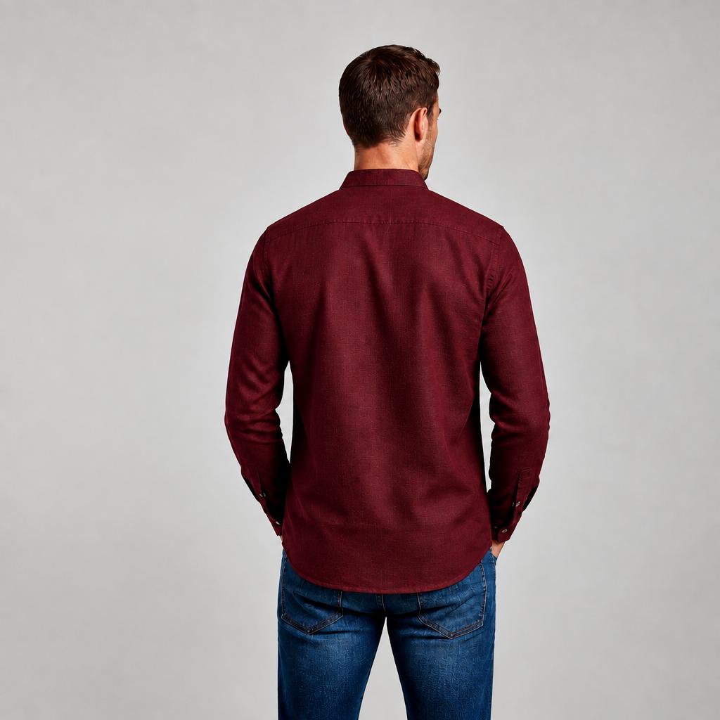 Men's Maroon Casual Short Kurta