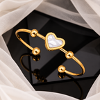 Pearl Heart Cuff Bracelet