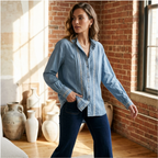 Embroidered Mandarin Collar Top