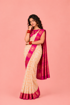 Ivory Bloom Soft Lichi Silk Saree