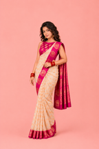 Ivory Bloom Soft Lichi Silk Saree
