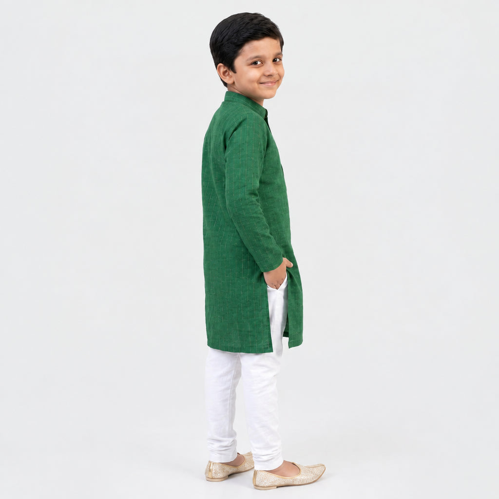 Kids Emerald Green Casual Kurta Set