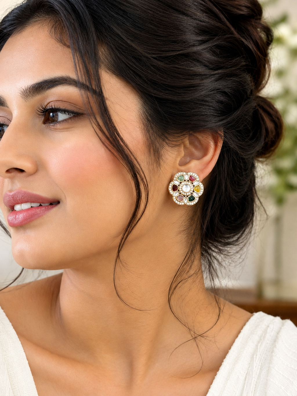 Multicolor Floral Stud Earrings