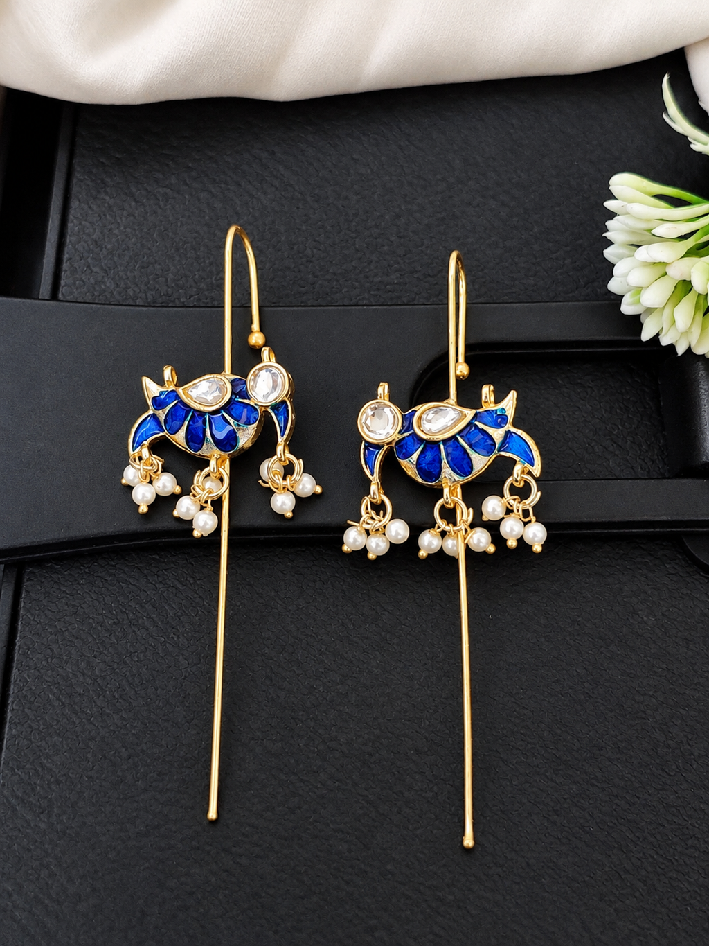 Azure Pearl Cascade Ear Cuff
