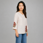 Ivory Bloom Printed Short Kurti
