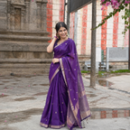 Purple Silk Saree with Gold Butis