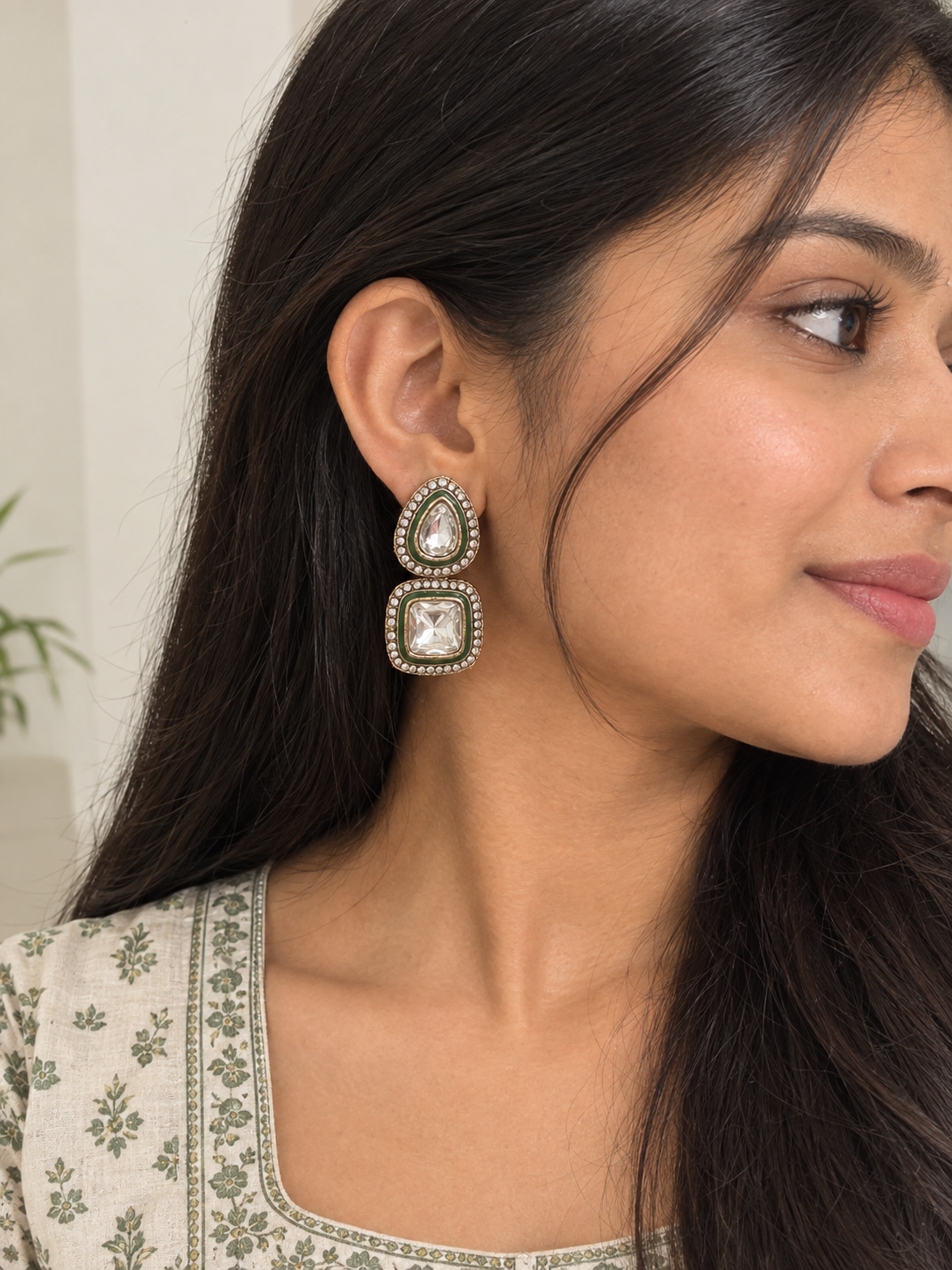 Blush Crystal Double-Drop Earrings
