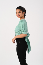Sea Green Puff Sleeve Top