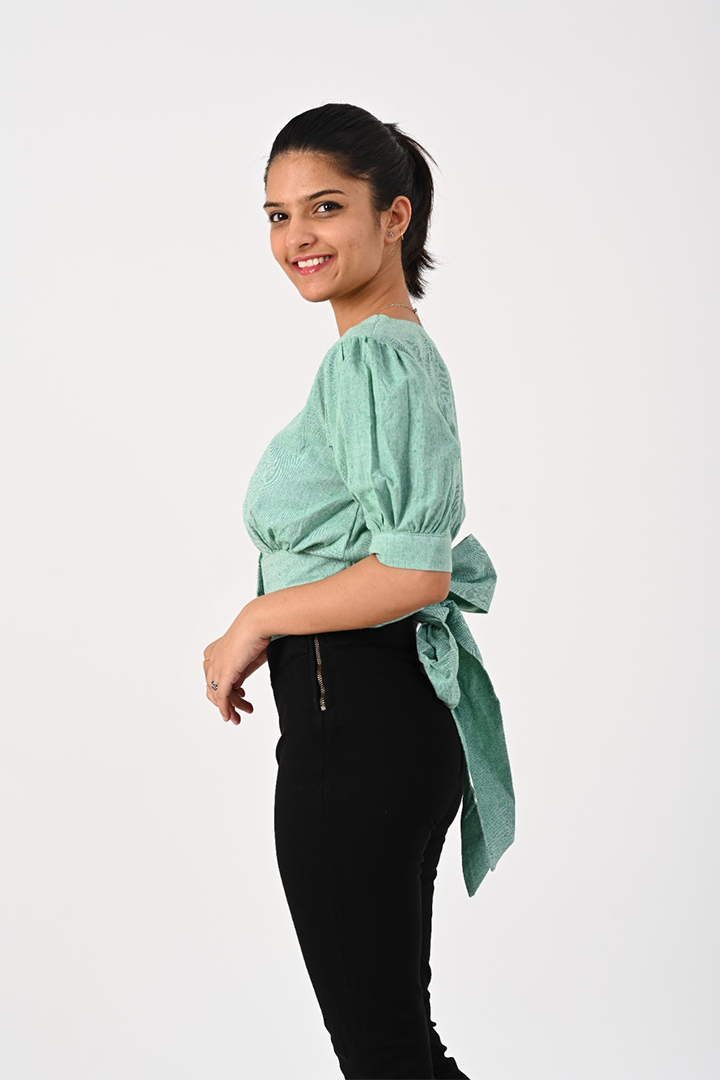 Sea Green Puff Sleeve Top