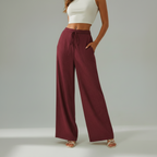 Deep Maroon Wide-leg Pants