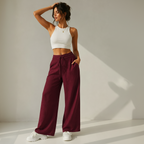 Deep Maroon Wide-leg Pants