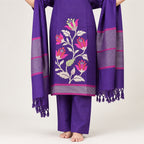 Violet Floral Motif Kurti Set