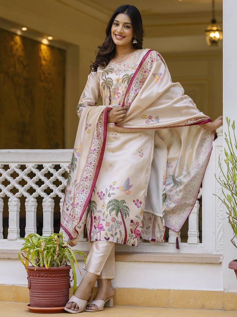 Tropical Ivory Kurti Set