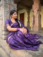 Purple Silk Saree with Gold Butis