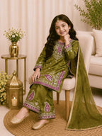 Olive Embroidered Tissue Set