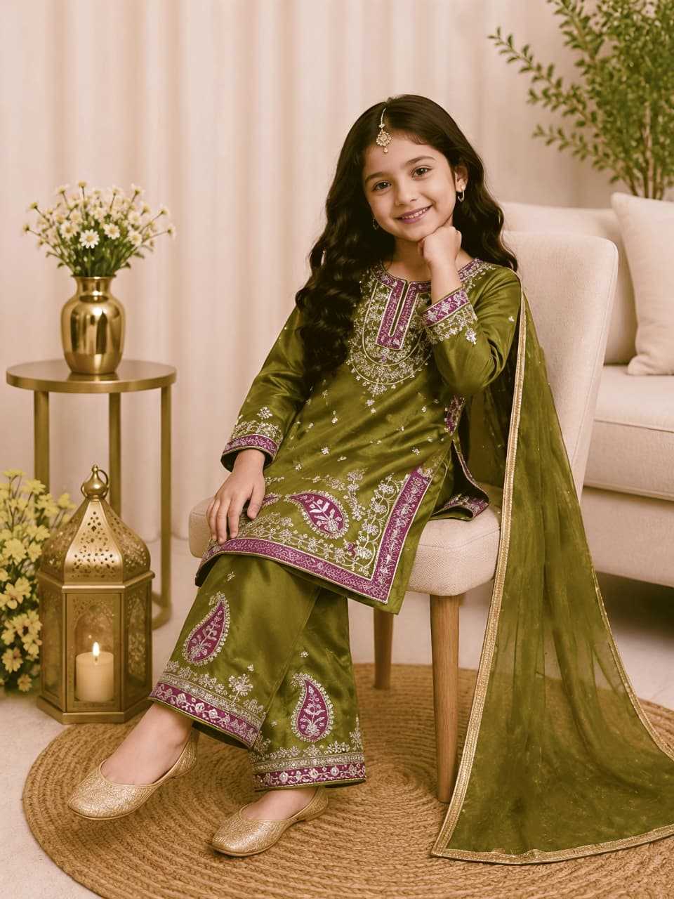 Olive Embroidered Tissue Set
