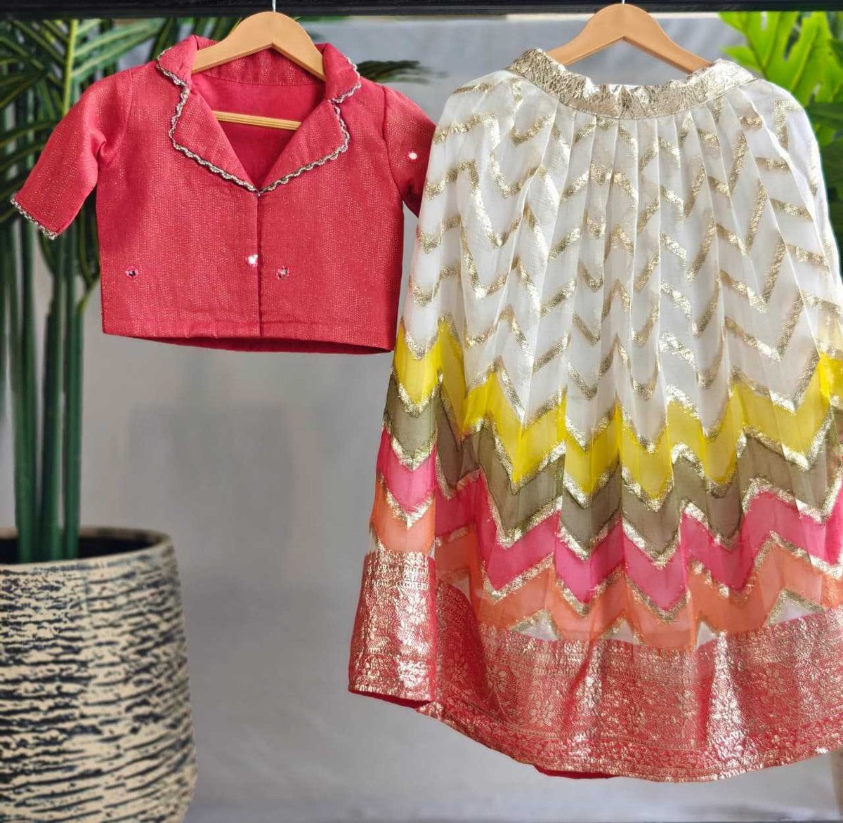Kids Chevron Multi-Color Lehenga