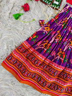 Kids Purple Patola Silk Lehenga and blouse set