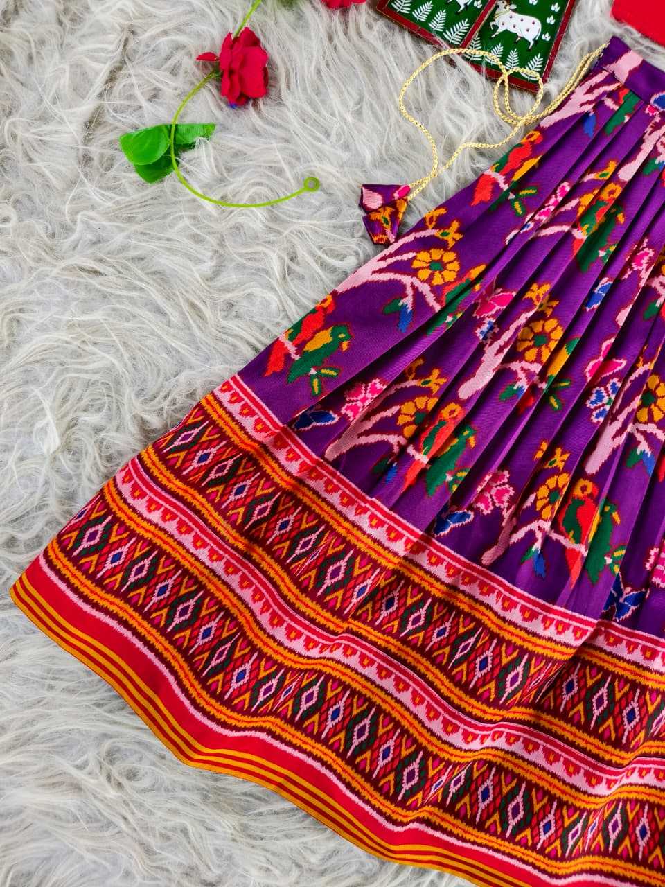 Kids Purple Patola Silk Lehenga and blouse set