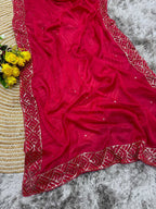 Pink Organza Designer Saree