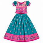 Kids Teal & Pink Silk Pattu lehenga and Blouse set