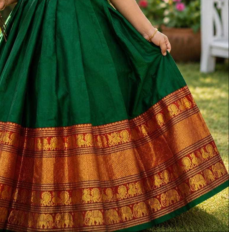 Kids Traditional Bottle Green Ethnic Frock