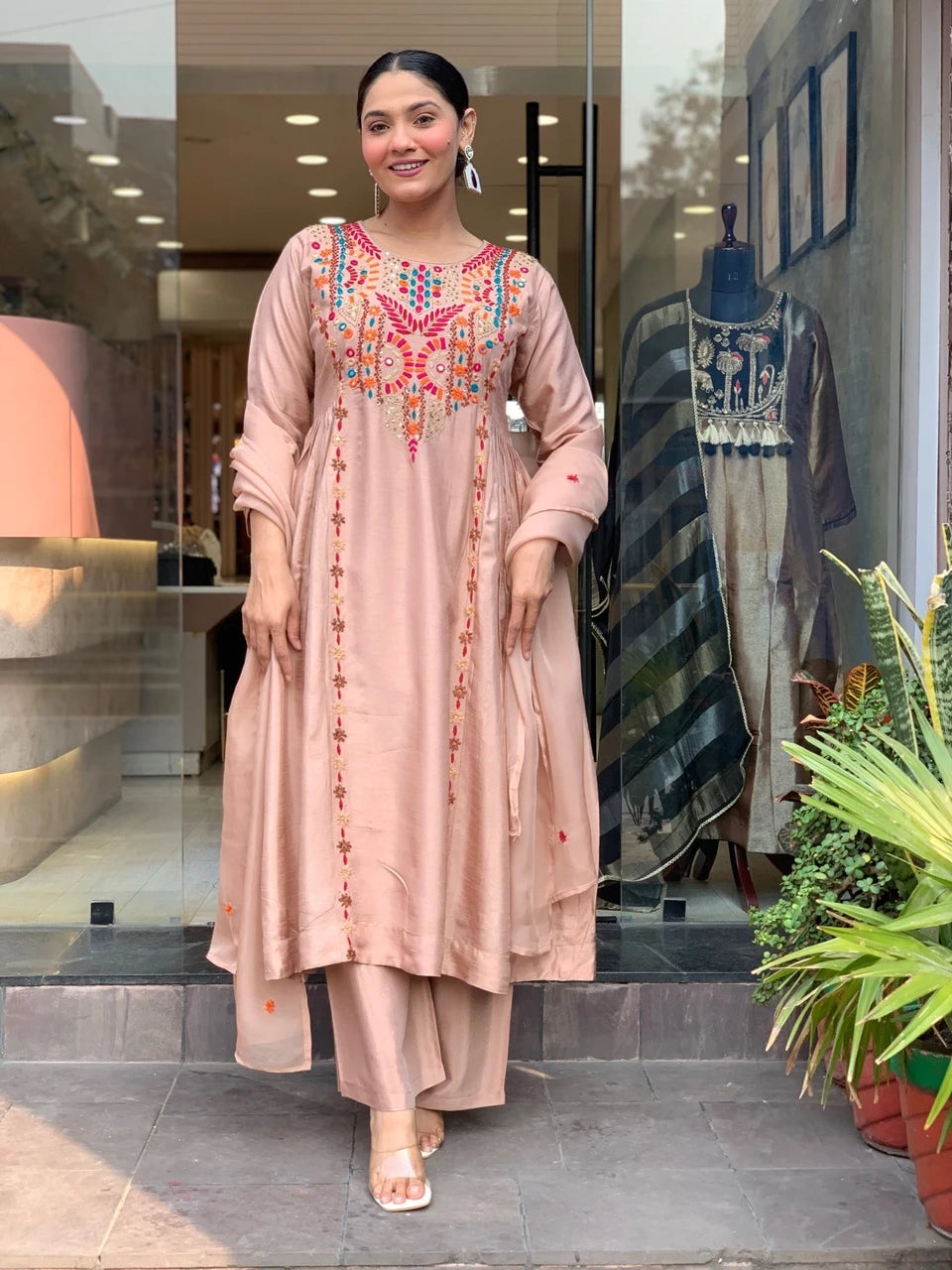 Peach Bloom Kurti Set