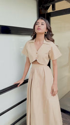 Cropped Shirt and Maxi Skirt Set