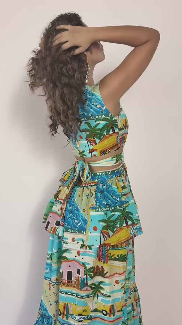 Peplum Ruffle Maxi Dress