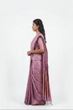 Mauve Pink Lichi Silk Saree
